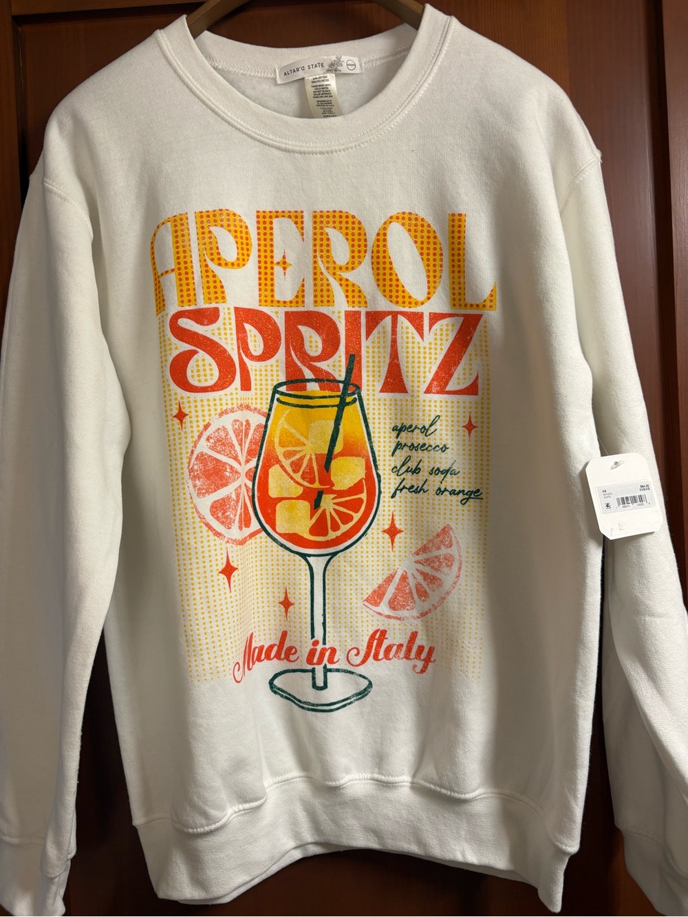 NWT Altar'd State Aperol Spritz Graphic Sweatshirt White XS